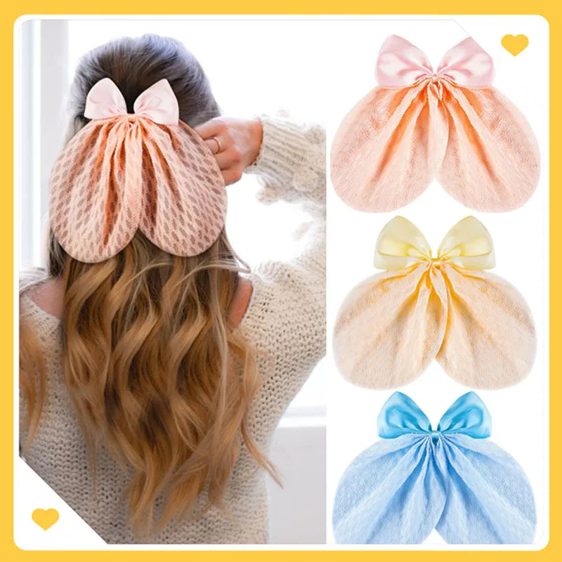Glitter Sequin Bow Elastic Hair Bands with Ponytail Tie Scarf
