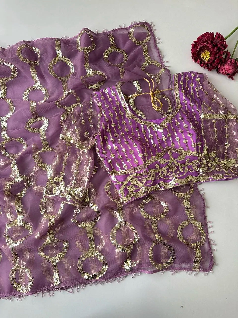 Indian Trending Beautifully Designed Saree Premium Georgette With Digital Print Sequence Work Saree for Party and Wedding Wear