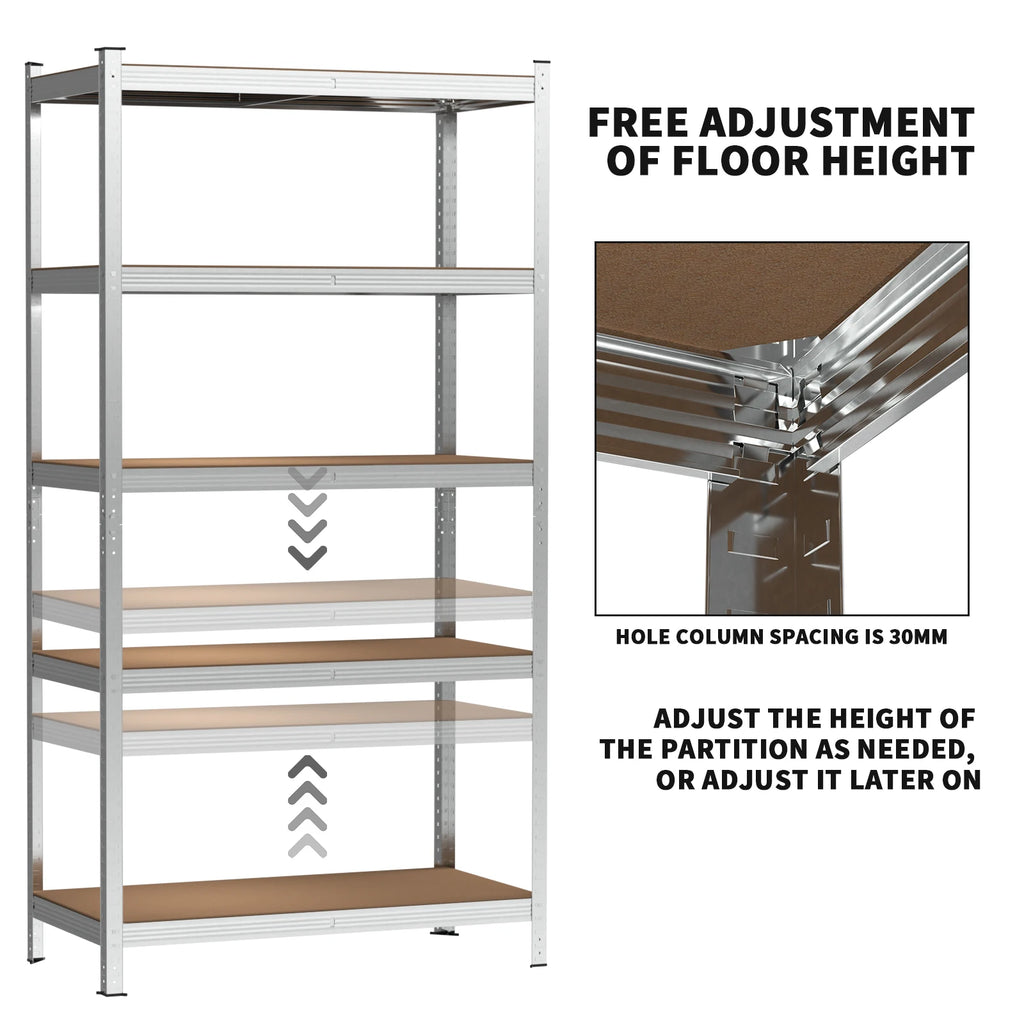 5-Tier Heavy Duty Boltless Garage Shelving Unit, 875kg Capacity, 200x100x50cm