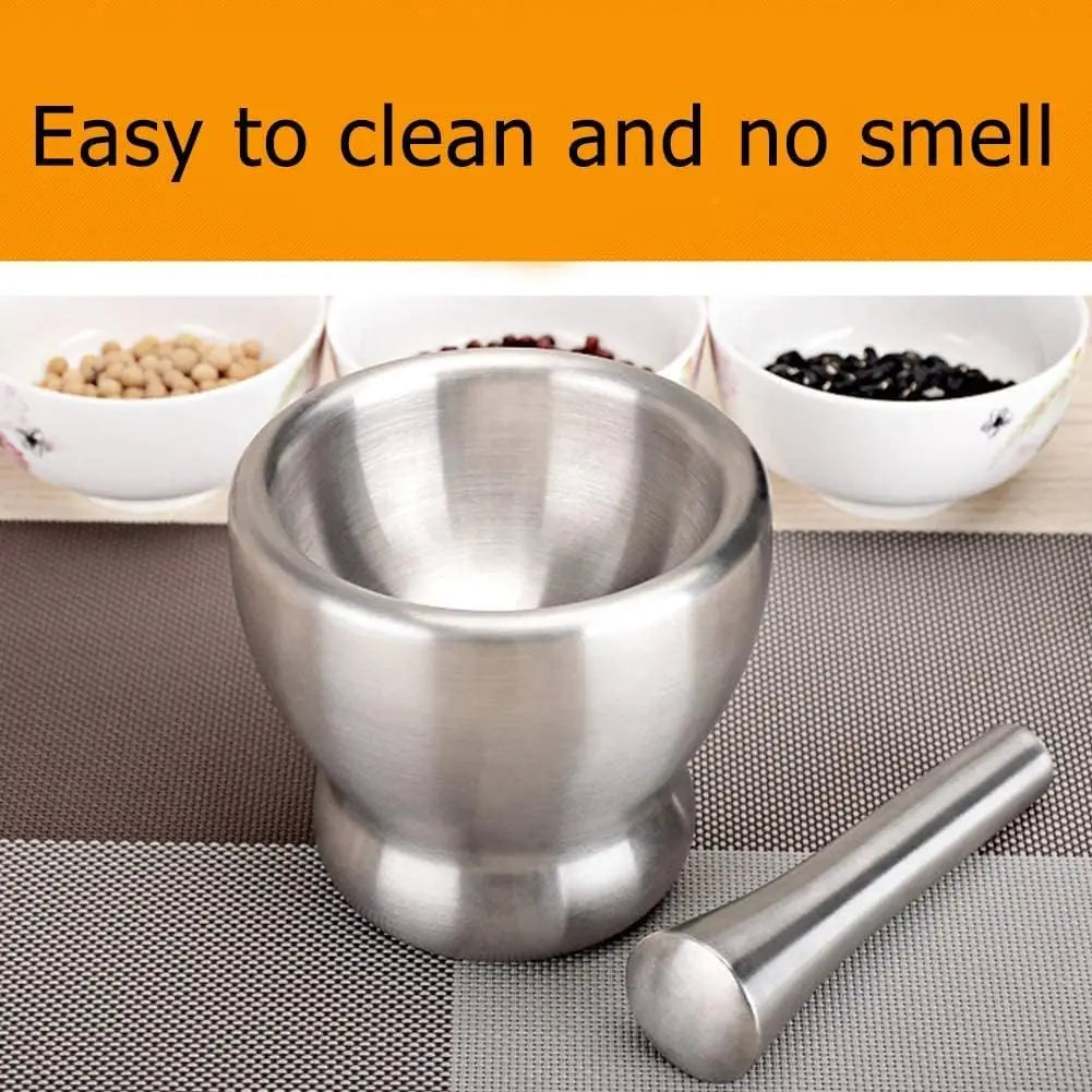 Premium Stainless Steel Alloy Steel Mortar and Pestle Durable Heavy Duty Spice Grinder for Kitchen Use