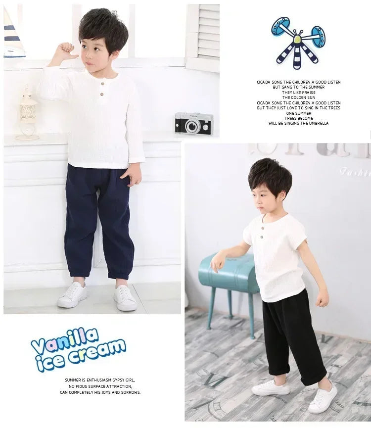 Infant Baby Boy Girl Clothes Set for Party Long Sleeve Baby Shirts Loose Pant Toddler Kids Clothes Spring Summer Muslin Clothes
