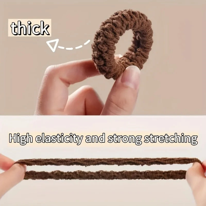 A Set of 5/10High Elastic Thick HairBands Hair rope Suitable for Ladies-Elegant and Sweet Solid Color Bun Tie Multi-Color Option