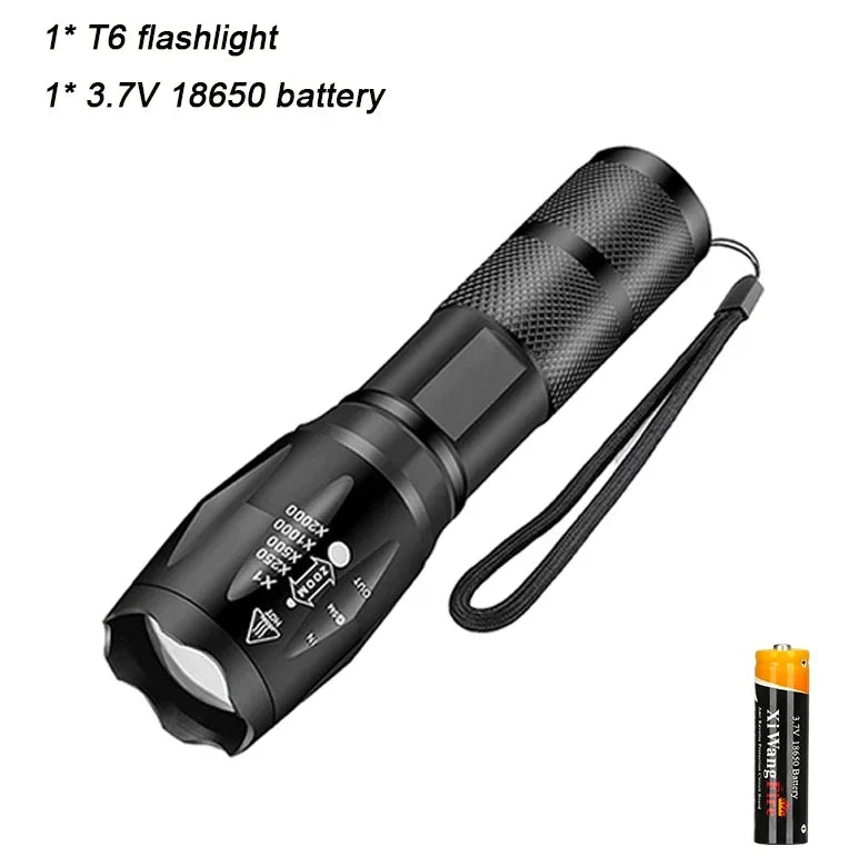 High Power T6 LED Waterproof Zoomable Flashlight with 5 Modes