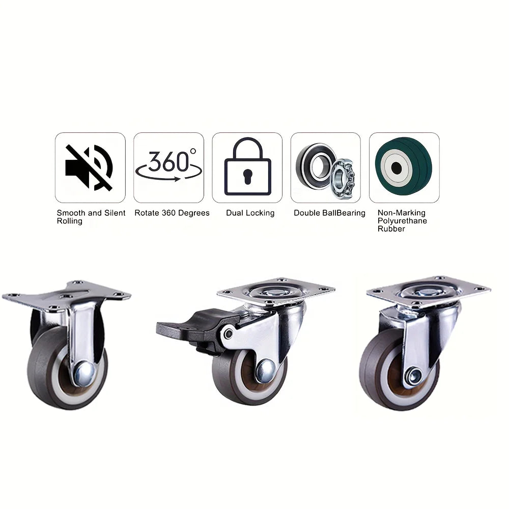 4 Pcs 1 inch Furniture Caster Heavy Duty Castor Soft Rubber Universal Wheel Swivel Caster Roller Wheels For Trolley Accessory
