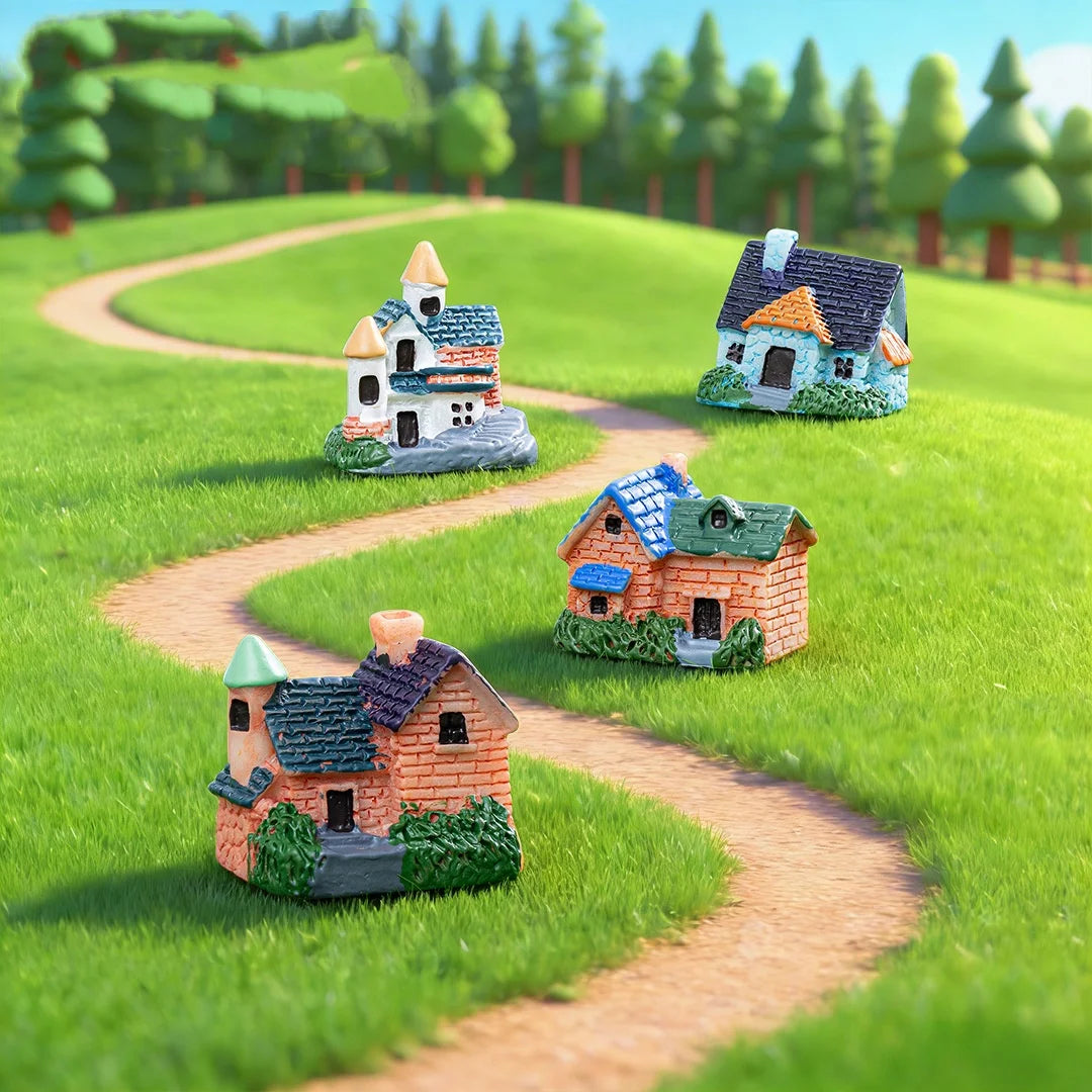Miniature Resin House Ornament for DIY Crafts and Home Decor